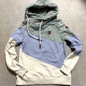 Wanakome Cozy Sweatshirt in green, blue, cream with Soft inside. Cozy up! LARGE